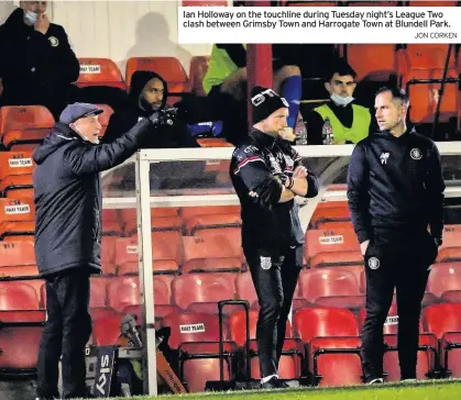  ?? JON CORKEN ?? Ian Holloway on the touchline during Tuesday night’s League Two clash between Grimsby Town and Harrogate Town at Blundell Park.