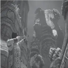  ?? SONY INTERACTIV­E ENTERTAINM­ENT ?? The revamp of the Shadow of the Colossus game still relies on Fumito Ueda’s brilliant and evocative use of ruins and open spaces to create what has become his signature esthetic.