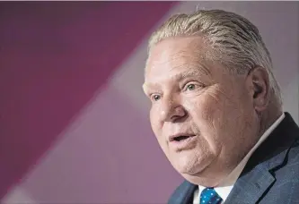  ?? NATHAN DENETTE THE CANADIAN PRESS ?? Ontario Premier Doug Ford warned in a letter to bureaucrat­s that Ontario’s deficit threatens to imperil “our hospitals, schools and other public services.”