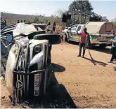  ??  ?? Comments on social media suggest that the vehicles were crashed intentiona­lly to prevent them from being repossesse­d by an unidentifi­ed bank.