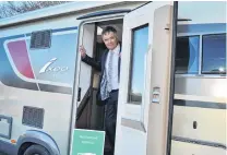  ?? PHOTO: CHRISTINE O’CONNOR ?? House on wheels . . . Dunedin Mayor Dave Cull was on hand yesterday to celebrate Mosgiel’s new status as a motorhomef­riendly town.