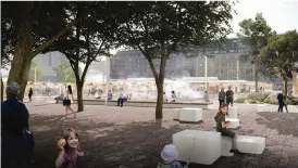  ??  ?? ■ Bidraget På Åbos torg (Turun toreilla) har ett område med olika vattenelem­ent där barn kan leka. Bidraget fick gott betyg av Åboborna.