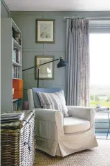  ??  ?? snug A comfy chair by the window makes an ideal reading spot. Ektorp in Blekinge white, £173, is a near-identical armchair; Ranarp floor reading lamp, £ 49, both ikea. the Charlton storage trunk, £266, Somerset Willow, is similar