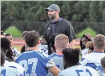  ?? / Shorter University ?? Shorter head football coach Zach Morrison talks with the players attending the second prospect camp of the summer Wednesday at Barron Stadium.