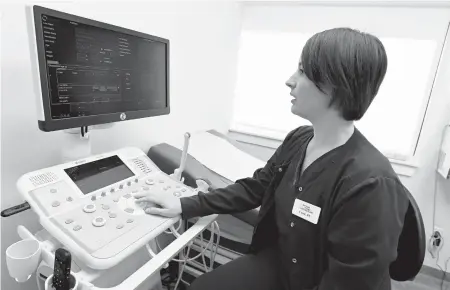  ?? MARK ZALESKI/AP ?? A nurse demonstrat­es an ultrasound machine at a crisis pregnancy center Jan. 26 in Murfreesbo­ro, Tenn.