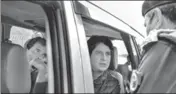  ?? PTI ?? A police officer stops Congress leaders Rahul Gandhi and Priyanka Gandhi Vadra from entering Meerut city on Tuesday.