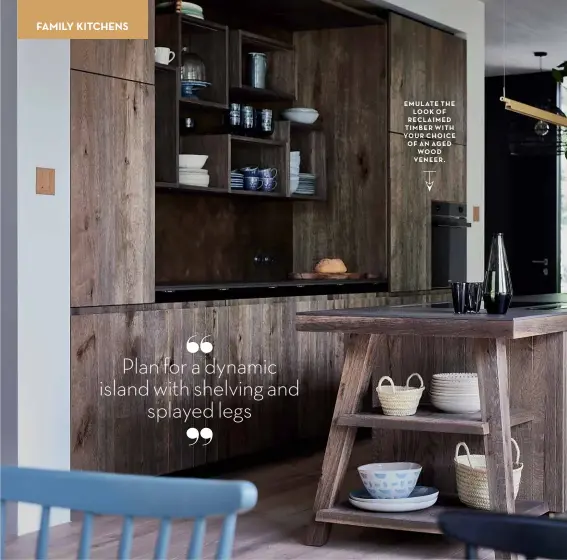  ??  ?? EMULATE THE LOOK OF RECLAIMED TIMBER WITH YOUR CHOICE OF AN AGED WOOD VENEER