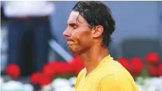  ?? Reuters ?? Rafael Nadal reacts after losing his Madrid Open quarter-final match to Austria’s Dominic Thiem.