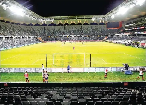  ?? AFP ?? An empty Bankwest Stadium, shuttered from fans due to the Covid-19, is pictured at one of the last matches to take place in the league.