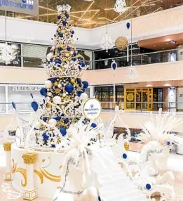  ??  ?? SM Megamall’s Royal Holiday featuring a 45-ft grand Christmas centerpiec­e elaboratel­y decorated with giant tiaras, jewels and ornaments, great for holiday family portraits