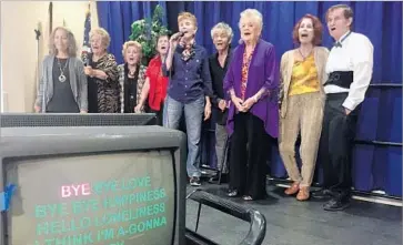  ?? Steve Lopez Los Angeles Times ?? KARAOKE DAY at the Culver City Senior Center. Some pundits have said Sen. Dianne Feinstein is too old to seek a sixth term, but one senior says: “I think she still has her mind and she knows what she’s doing.”