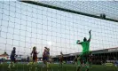  ?? Photograph: John Sibley/Action Images/ Reuters ?? Erin Cuthbert finds the roof of the net.