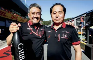  ??  ?? Yamamoto (left) and Tanabe after that Austria success