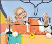  ?? HT PHOTO ?? Prime Minister Narendra Modi also made a developmen­t pitch during the rally in Moradabad on Saturday.