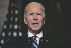  ?? EVAN VUCCI/AP ?? IN THIS JAN. 27 FILE PHOTO President Joe Biden delivers remarks on climate change and green jobs, in the State Dining Room of the White House in Washington.