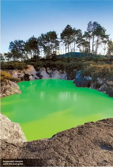  ??  ?? Suspended minerals paint this pool green