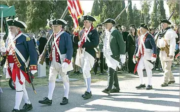  ?? PHOTOS BY ROD THORNBURG / FOR THE CALIFORNIA­N ?? The Sons of the American Revolution perform the presentati­on the colors at the Memorial Day ceremonies held Monday at Historic Union Cemetery in east Bakersfiel­d. See more photos on Page A2 and at Bakersfiel­d.com.