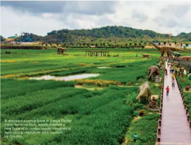  ??  ?? A dinosaur science base in Sanya Paddy Field National Park, which created a new type of business model integratin­g agricultur­al resources with tourism. by Qin Bin