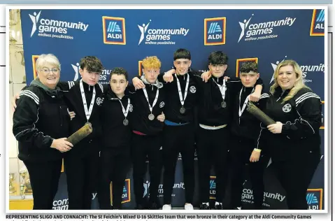  ?? ?? REPRESENTI­NG SLIGO AND CONNACHT: The St Feichin’s Mixed U-16 Skittles team that won bronze in their category at the Aldi Community Games national finals that took place at University of Limerick last Saturday.