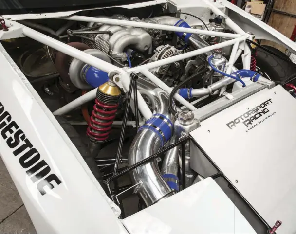  ??  ?? HEART ENGINE: Rotorsport Racing–built Mazda 20B, 2000cc, triple-rotor BLOCK: Stage-two-ported 20B plates, balanced and clearanced rotating assembly, stud kit, competitio­n rotor bearings, modified oil galleries, 2mm unbreakabl­e apex seals INTAKE:...