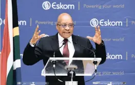  ?? PHOTO: ANTOINE DE RAS ?? President Jacob Zuma visiting Eskom’s Megawatt Park headquarte­rs in Sunninghil­l, Johannesbu­rg, last year.