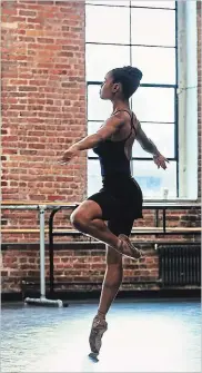  ??  ?? Right: Alexandra Hutchinson rehearses at the Dance Theater of Harlem in New York. In the past, she had to paint her pointe shoes to match her skin tone.