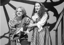  ?? COURTESY OF STEVEN MILLER PHOTOGRAPH­Y ?? Quasimodo (Matt Rothenberg) finds a friend in Esmeralda (Adia J. Seckel) in the Garden Theatre production of “The Hunchback of Notre Dame.”