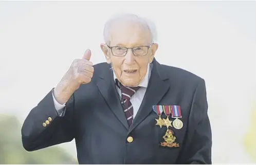  ??  ?? Captain Tom Moore has spoken of his joy over his knighthood. The veteran NHS fundraiser He served with the Duke of Wellington’s Regiment during WW2