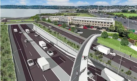  ??  ?? National MPs are frustrated by the Government’s transport decisions, including dropping a proposal for Auckland’s east-west link pictured here as an artist’s impression.