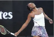  ?? KIN CHEUNG/AP ?? Venus Williams reacts after missing a shot against sister Serena during the singles final at the Australian Open in Melbourne, Australia, on Jan. 28. Serena won.