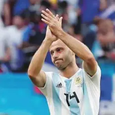  ?? Reuters ?? Argentina’s Javier Mascherano looks dejected after the match against France in the Round of 16 on Saturday.