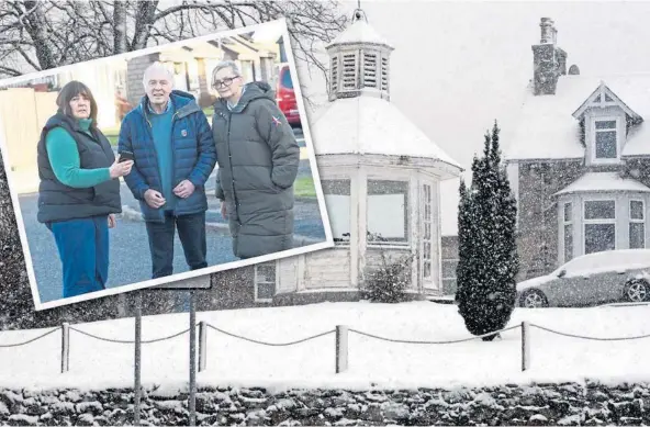 ?? ?? CONCERN: Braemar in the snow and, inset, from left, Councillor Geva Blackett, Brian Wood of Braemar Community Council and resident Louise Kelly.