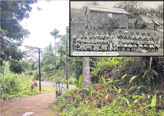  ?? Picture: The Scout Associatio­n / Mary Evans Picture: SHANELLE PRASAD. ?? The driveway to the Scouts campsite at Colo-i-Suva Inset: Scouts of 1st and 2nd Levuka Troops, Fiji.