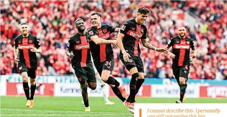  ?? ?? Bayer Leverkusen defeated Werder Bremen 5-0 on Sunday to win the title in emphatic fashion