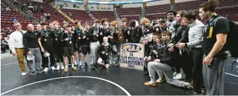  ?? AMY SHORTELL/THE MORNING CALL ?? Bethlehem Catholic celebrates during the PIAA State championsh­ips Saturday, Feb. 11, 2023, at the Giant Center in Hershey, Pa.