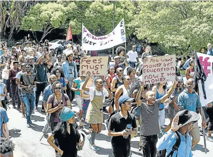  ?? Picture: TREVOR SAMSON ?? WIND OF CHANGE: Student protesters marching last year at UCT