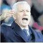  ??  ?? A PARD DAY AT WORK: Pardew pushes his Baggies