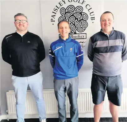  ??  ?? Tough contests Runner up Darren Christie (left) alongside RGU president Robb Crusher and winner Stewart Watt