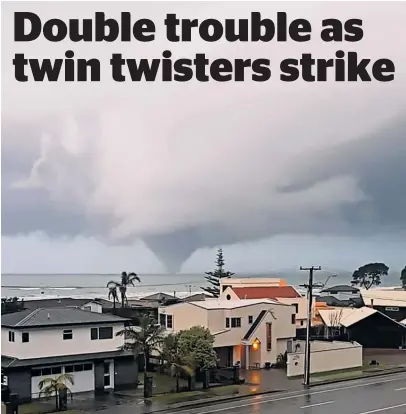  ?? Photo / Facebook ?? A waterspout off the coast of Ohope last night.