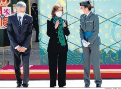  ?? ANTONIO GARCÍA / EFE ?? El ministro del Interior, Fernando Grande-Marlaska, durante un acto de la Guardia Civil ayer en Teruel.