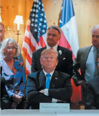  ??  ?? President Trump at a discussion of the US–Mexico border during a fund-raising roundtable with campaign donors, San Antonio, Texas, April 2019