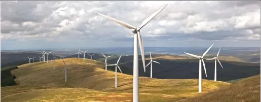  ??  ?? Unpopular: Despite the spread of wind turbines across the country, renewables provide only 3 per cent of Scotland’s energy