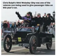  ?? ?? Chris Rolph’s 1904 Wolseley 12hp was one of the veteran cars being used to give passenger rides on this year’s run.