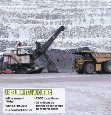  ?? PHOTO D’ARCHIVES, MAGALIE LAPOINTE ?? La mine d’ArcelorMit­tal du mont Wright est située tout près de Fermont au Québec.