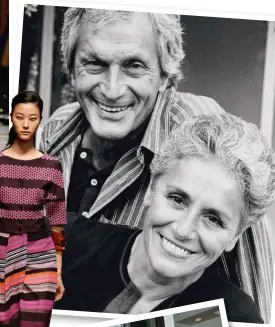  ??  ?? STYLISH GENES FROM LEFT: TERESA MACCAPANI MISSONI AND OTTAVIO MISSONI JR; LOOKS FROM THE SPRING/ SUMMER 2014 COLLECTION; FOUNDERS OTTAVIO SR AND ROSITA; ANGELA MISSONI WITH DAUGHTERS TERESA AND MARGHERITA
