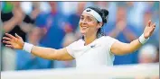  ?? REUTERS ?? Tunisia's Ons Jabeur celebrates winning her quarter-final match against Czech Republic's Marie Bouzkova.