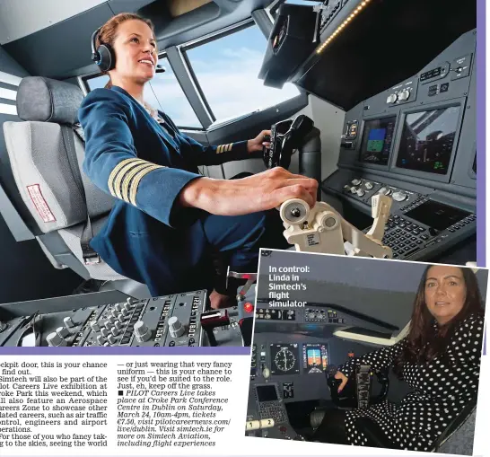  ??  ?? In control: Linda in Simtech’s flight simulator