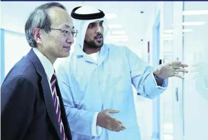  ?? Wam ?? Japan’s ambassador to the UAE, Kanji Fujiki, is briefed during his visit to the Mohammed bin Rashid Space Centre in Dubai.
