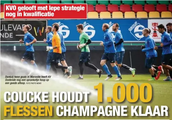  ?? FOTO PHOTO NEWS ?? Dankzij twee goals in Marseille heeft KV Oostende nog een sprankeltj­e hoop op een goede afloop.