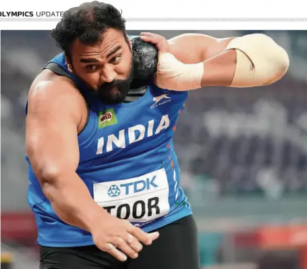  ??  ?? Time running out: Shotputter Tajinderpa­l Singh Toor is desperatel­y searching for competitio­ns to qualify for Tokyo. He has a personal best of 20.92m and the Olympic qualificat­ion standard of 21.10s is within his reach but with flights to many countries banned because of India's rising COVID-19 cases, he is unable to travel for meets abroad.ap